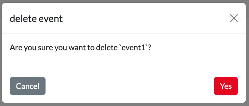 the delete event confirmation